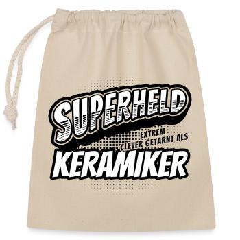 Superheld, clever getarnt als Keramiker - Verschließbarer Geschenkbeutel aus Baumwolle (25x30cm) - Natur - Vorne