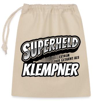 Superheld, clever getarnt als Klempner - Verschließbarer Geschenkbeutel aus Baumwolle (25x30cm) - Natur - Vorne