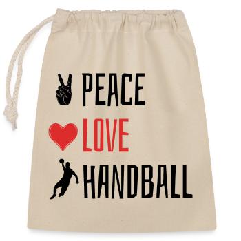 Peace Love Handball - Heart - Closable cotton gift bag (25x30cm) - nature - Front