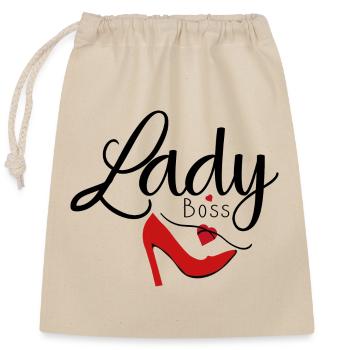 Lady boss slogan design. - Closable cotton gift bag (25x30cm) - nature - Front