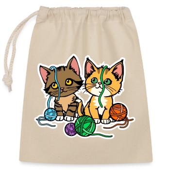 Meine Katzen haben Spass mit meiner Wolle! - Verschließbarer Geschenkbeutel aus Baumwolle (25x30cm) - Natur - Vorne