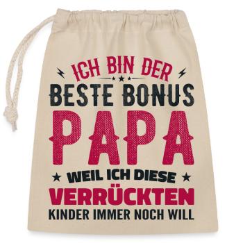 Bonus Papa Stiefvater Bonuspapa Vater Geschenk - Verschließbarer Geschenkbeutel aus Baumwolle (25x30cm) - Natur - Vorne