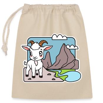 The cute little mountain goat is in the Alps! - Closable cotton gift bag (25x30cm) - nature - Front