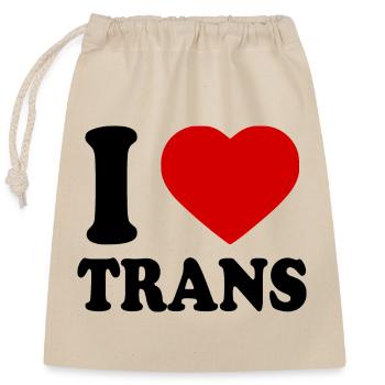 I love trans - Verschließbarer Geschenkbeutel aus Baumwolle (25x30cm) - Natur - Vorne