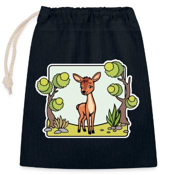 Un cerf si mignon ! Ou est-ce un cerf ? - Sac cadeau en coton avec cordon (25 x 30 cm) - bleu marine - Devant