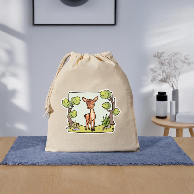 So ein niedliches Reh! Oder ist das ein Hirsch? Verschließbarer Geschenkbeutel aus Baumwolle (25x30cm)