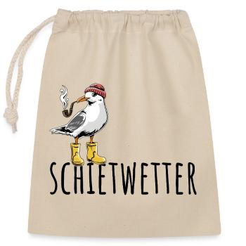 Möwe - Schietwetter - Nordsee - Geschenk - Verschließbarer Geschenkbeutel aus Baumwolle (25x30cm) - Natur - Vorne