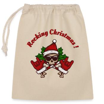 Rocking Christmas1 - Verschließbarer Geschenkbeutel aus Baumwolle (25x30cm) - Natur - Vorne
