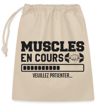 Muscles en cours ... musculation Humour marrant - Sac cadeau en coton avec cordon (25 x 30 cm) - nature - Devant