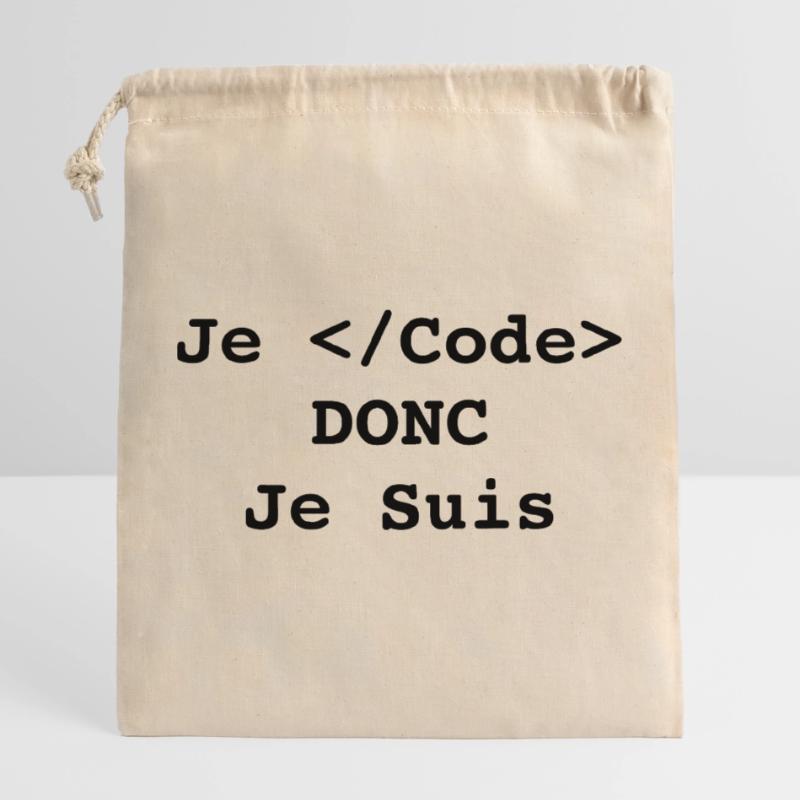 Je code donc je suis informatique et programmeur Sac cadeau en coton avec cordon (25 x 30 cm)
