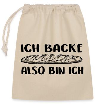 Ich backe also bin ich - Backen mein Hobby - Verschließbarer Geschenkbeutel aus Baumwolle (25x30cm) - Natur - Vorne
