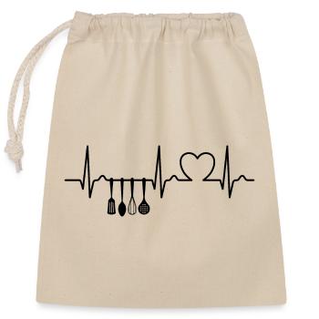 Courbe ECG - Courbe du cœur - Cuisine - Appareil de cuisine - Sac cadeau en coton avec cordon (25 x 30 cm) - nature - Devant