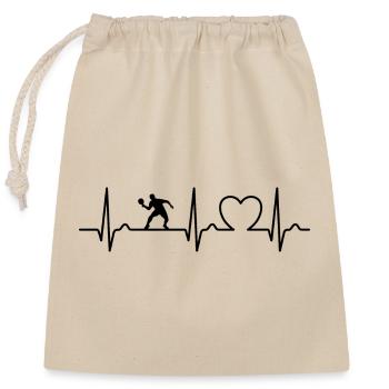 Herzkurve - EKG - Tischtennis Spieler - Herz - Verschließbarer Geschenkbeutel aus Baumwolle (25x30cm) - Natur - Vorne