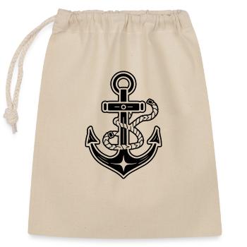 Anchor Boat Ship Nautical - Closable cotton gift bag (25x30cm) - nature - Front