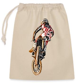 Motocross Racing T-Shirt Enduro T Shirt Supercross - Closable cotton gift bag (25x30cm) - nature - Front
