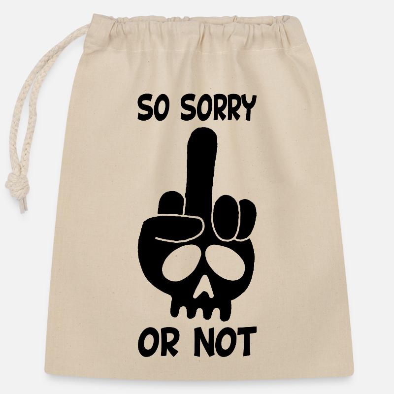 Crâne noir impoli - Sac cadeau en coton avec cordon (25 x 30 cm) - nature