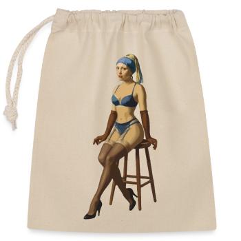 Mädchen mit dem Perlenohrring Pinup png - Verschließbarer Geschenkbeutel aus Baumwolle (25x30cm) - Natur - Vorne