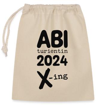 Abi 2024 Abitur Abiturientin Schulabschluss - Verschließbarer Geschenkbeutel aus Baumwolle (25x30cm) - Natur - Vorne