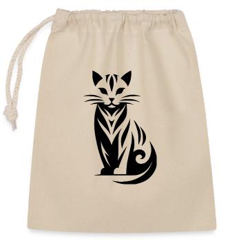 L’art félin imaginatif dans le style tribal - Sac cadeau en coton avec cordon (25 x 30 cm) - nature - Devant