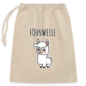 Kleines Lama mit stylisher Föhnwelle! - Verschließbarer Geschenkbeutel aus Baumwolle (25x30cm) - Natur - Vorne