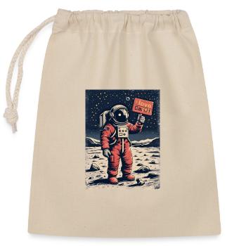 Astronaut with message - Closable cotton gift bag (25x30cm) - nature - Front