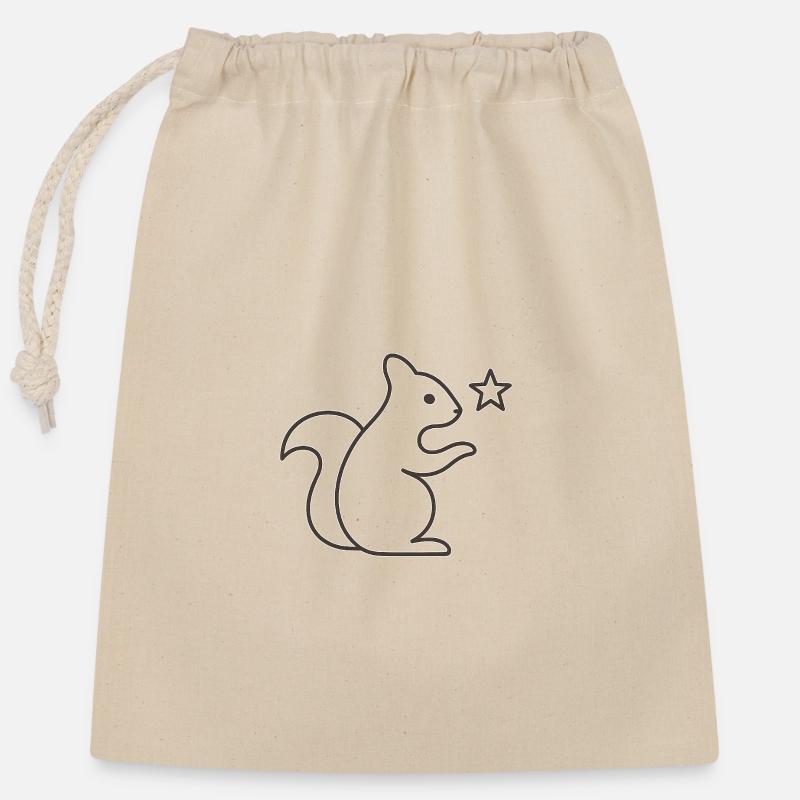 Squirrel Star Magic - Closable cotton gift bag (25x30cm) - nature