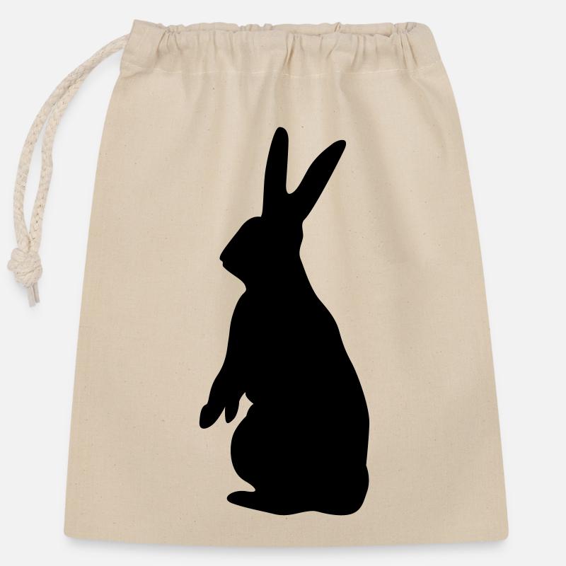 lapin - Sac cadeau en coton avec cordon (25 x 30 cm) - nature