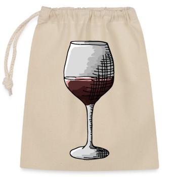 Red wine wine lovers watercolor - Closable cotton gift bag (25x30cm) - nature - Front