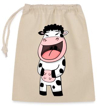 Cow laughs - Closable cotton gift bag (25x30cm) - nature - Front