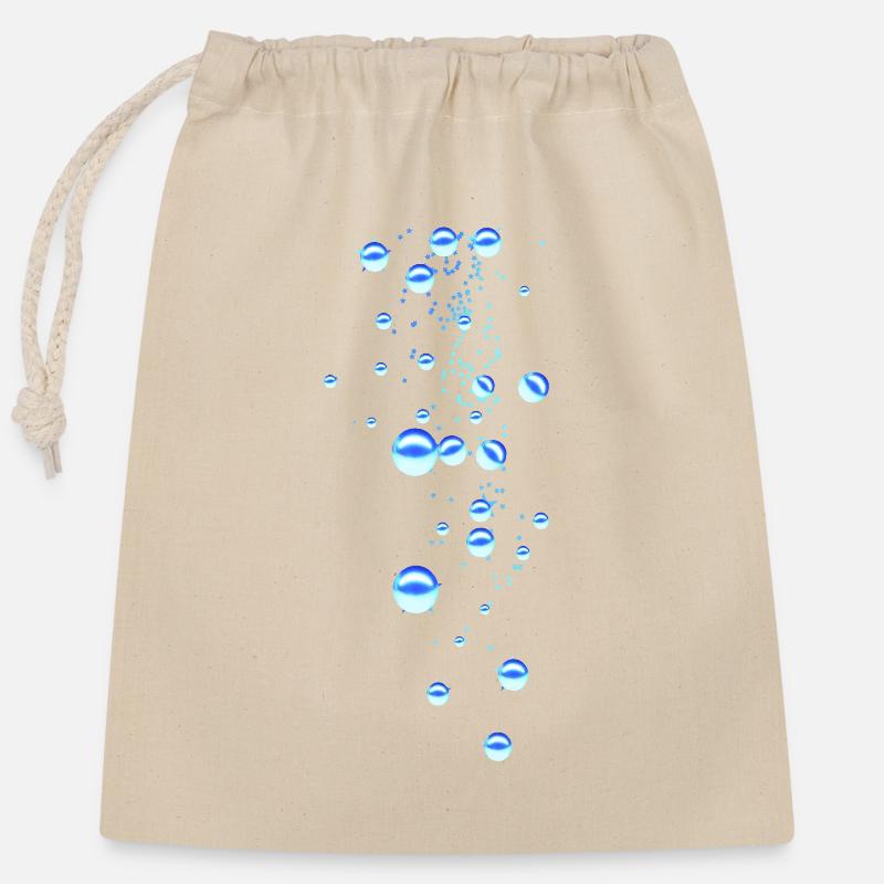 Bleu, perles, perle, pluie, étoiles, rivets - Sac cadeau en coton avec cordon (25 x 30 cm) - nature