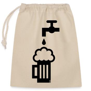 Robinet de chope à bière (Chope à bière, Chope à bière, Chope à bière noire) - Sac cadeau en coton avec cordon (25 x 30 cm) - nature - Devant