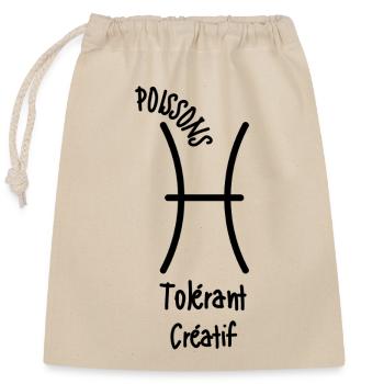 Tee shirt poissons - Sac cadeau en coton avec cordon (25 x 30 cm) - nature - Devant
