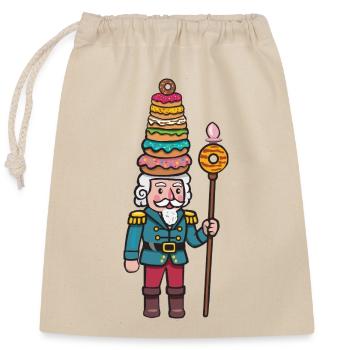 Donut-Cracker Nussknacker - Verschließbarer Geschenkbeutel aus Baumwolle (25x30cm) - Natur - Vorne