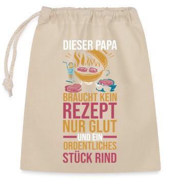 Barbecue, fête des pères, papa - Sac cadeau en coton avec cordon (25 x 30 cm) - nature - Devant