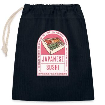 Retro Sushi Lover Quote - Closable cotton gift bag (25x30cm) - navy - Front