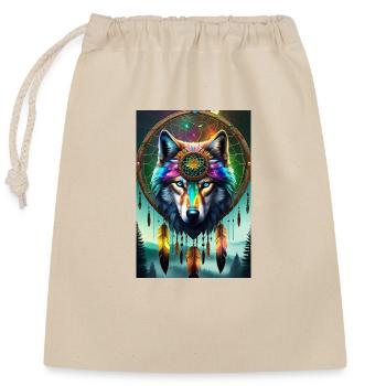 Wolf on your Side - Verschließbarer Geschenkbeutel aus Baumwolle (25x30cm) - Natur - Vorne