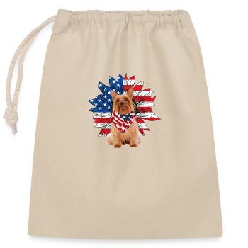Drapeau américain Sunflower Dog Lovers 4 Juillet - Sac cadeau en coton avec cordon (25 x 30 cm) - nature - Devant