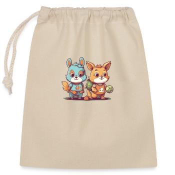 Athlètes animaux - Sac cadeau en coton avec cordon (25 x 30 cm) - nature - Devant