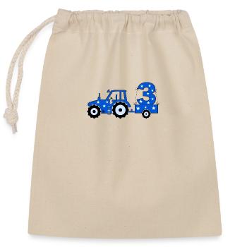 3rd Birthday Tractor - Closable cotton gift bag (25x30cm) - nature - Front