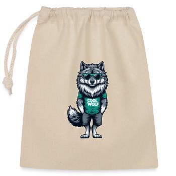 Cool Wolf - Closable cotton gift bag (25x30cm) - nature - Front