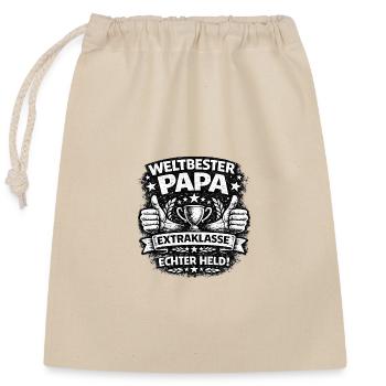 Weltbester Papa Extraklasse - Verschließbarer Geschenkbeutel aus Baumwolle (25x30cm) - Natur - Vorne