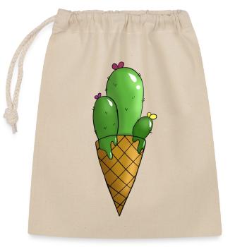 T-shirt Cactus dans le cornet de crème glacée - Sac cadeau en coton avec cordon (25 x 30 cm) - nature - Devant