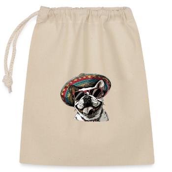 French Buldog Dog Sombrero - Closable cotton gift bag (25x30cm) - nature - Front