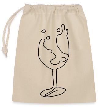 Wine glass - Closable cotton gift bag (25x30cm) - nature - Front