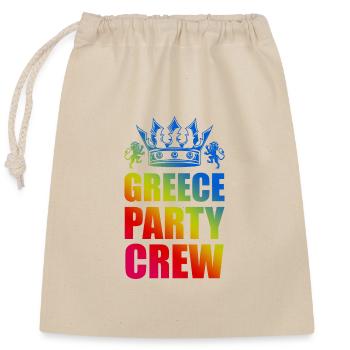 Greece Party Crew Spruch - Verschließbarer Geschenkbeutel aus Baumwolle (25x30cm) - Natur - Vorne