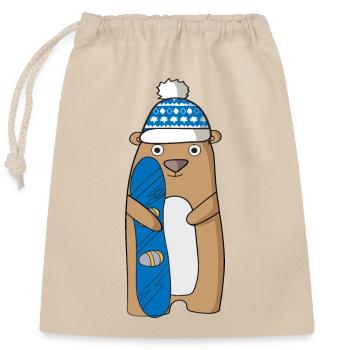 Snowboard - Sac cadeau en coton avec cordon (25 x 30 cm) - nature - Devant