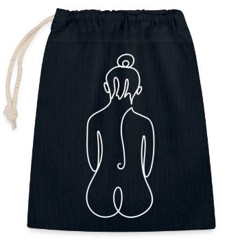 Frau Line Art Lotta weiß - Verschließbarer Geschenkbeutel aus Baumwolle (25x30cm) - Navy - Vorne