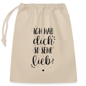 Ich hab dich so doll lieb - Verschließbarer Geschenkbeutel aus Baumwolle (25x30cm) - Natur - Vorne