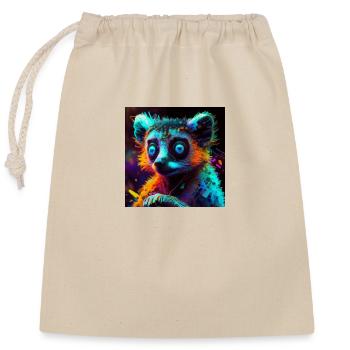 Colored lemur, unique design - Closable cotton gift bag (25x30cm) - nature - Front