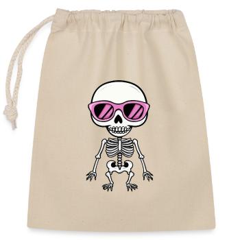 Skeleton Halloween - Closable cotton gift bag (25x30cm) - nature - Front